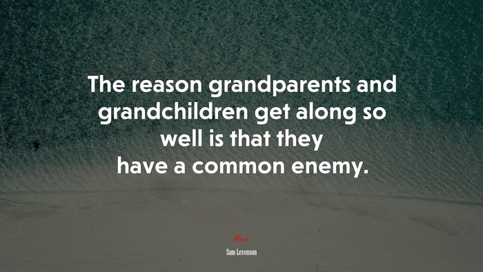 The reason grandparents and grandchildren get along so well is that they have a common enemy. | Sam Levenson quote