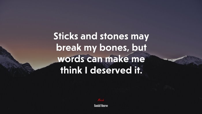 Sticks and stones may break my bones, but words can make me think I deserved it. | Randall Munroe quote