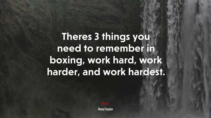 Theres 3 things you need to remember in boxing, work hard, work harder, and work hardest. | Manny Pacquiao quote