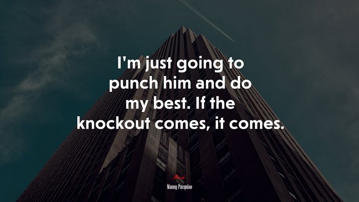 I’m just going to punch him and do my best. If the knockout comes, it comes. | Manny Pacquiao quote