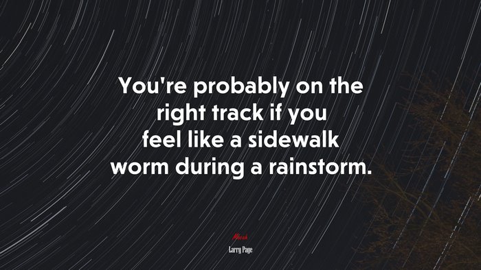 You’re probably on the right track if you feel like a sidewalk worm during a rainstorm. | Larry Page quote