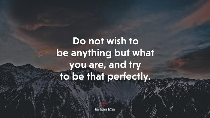 Do not wish to be anything but what you are, and try to be that perfectly. | Saint Francis de Sales quote