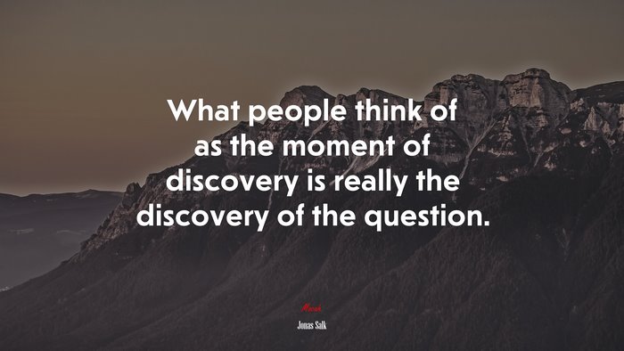 What people think of as the moment of discovery is really the discovery of the question. | Jonas Salk quote