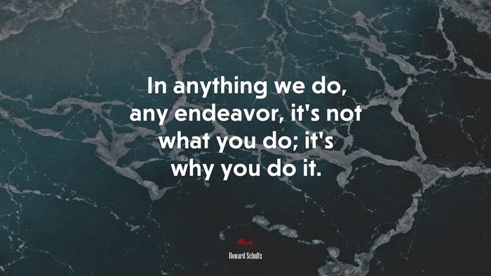 In anything we do, any endeavor, it’s not what you do; it’s why you do it. | Howard Schultz quote