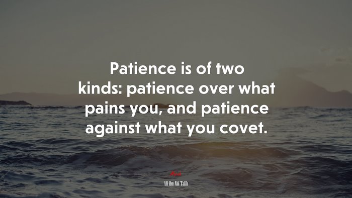 Patience is of two kinds: patience over what pains you, and patience against what you covet. | Ali ibn Abi Talib quote