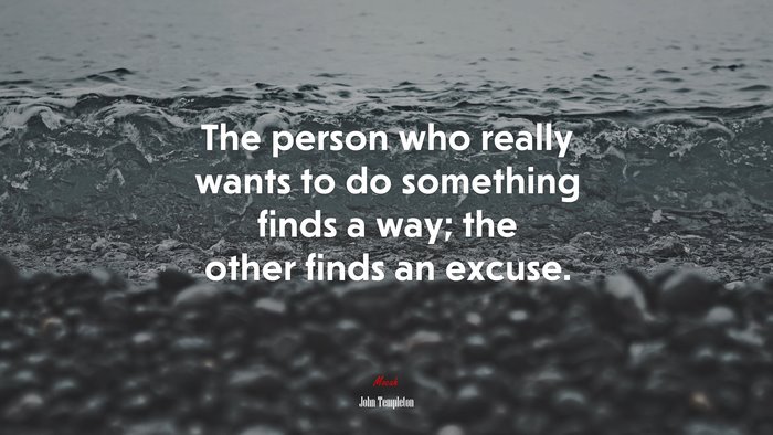 The person who really wants to do something finds a way; the other finds an excuse. | John Templeton quote