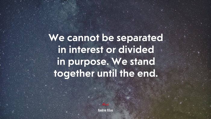 We cannot be separated in interest or divided in purpose. We stand together until the end. | Woodrow Wilson quote