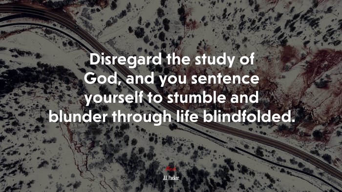 Disregard the study of God, and you sentence yourself to stumble and blunder through life blindfolded. | J.I. Packer quote