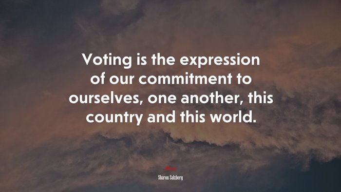 Voting is the expression of our commitment to ourselves, one another, this country and this world. | Sharon Salzberg quote