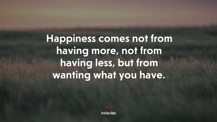 Happiness comes not from having more, not from having less, but from wanting what you have. | Gretchen Rubin quote