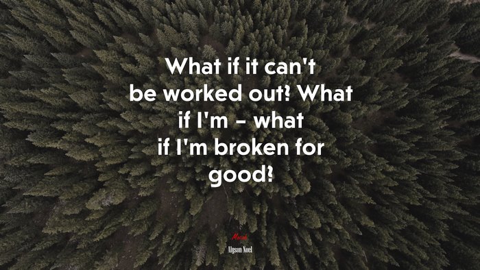 What if it can’t be worked out? What if I’m – what if I’m broken for good? | Alyson Noel quote