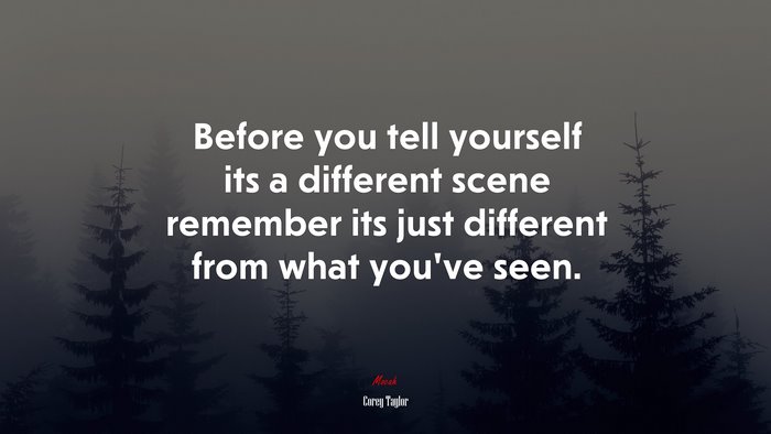 Before you tell yourself its a different scene remember its just different from what you’ve seen. | Corey Taylor quote