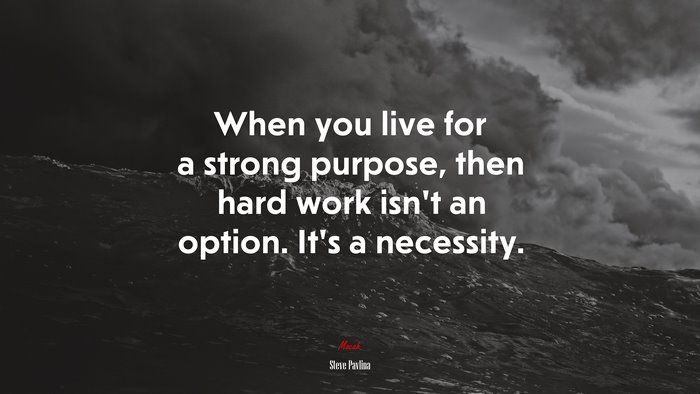 When you live for a strong purpose, then hard work isn’t an option. It’s a necessity. | Steve Pavlina quote