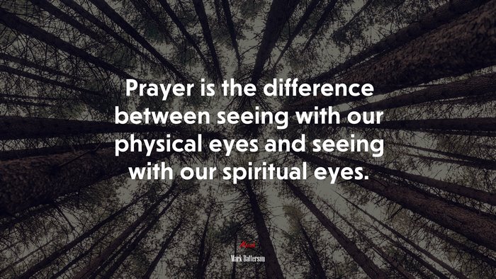 Prayer is the difference between seeing with our physical eyes and seeing with our spiritual eyes. | Mark Batterson quote