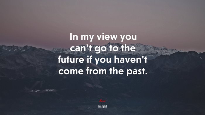 In my view you can’t go to the future if you haven’t come from the past. | Iris Apfel quote