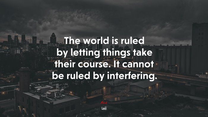 The world is ruled by letting things take their course. It cannot be ruled by interfering. | Laozi quote