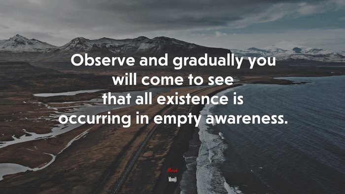 Observe and gradually you will come to see that all existence is occurring in empty awareness. | Mooji quote