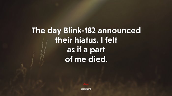 The day Blink-182 announced their hiatus, I felt as if a part of me died. | Alex Gaskarth quote
