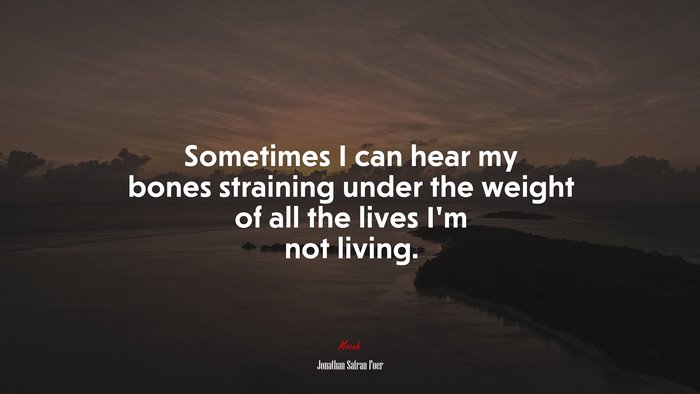 Sometimes I can hear my bones straining under the weight of all the lives I’m not living. | Jonathan Safran Foer quote