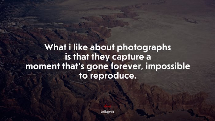 What i like about photographs is that they capture a moment that’s gone forever, impossible to reproduce. | Karl Lagerfeld quote