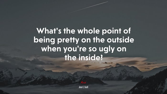 What’s the whole point of being pretty on the outside when you’re so ugly on the inside? | Jess C. Scott quote