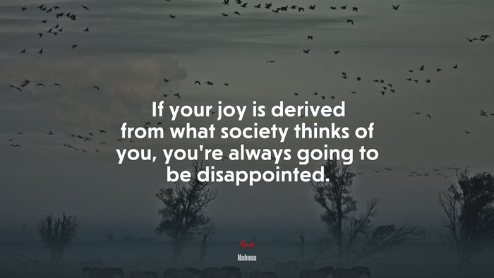 If your joy is derived from what society thinks of you, youre always going to be disappointed. | Madonna quote