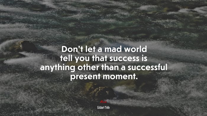 Don’t let a mad world tell you that success is anything other than a successful present moment. | Eckhart Tolle quote