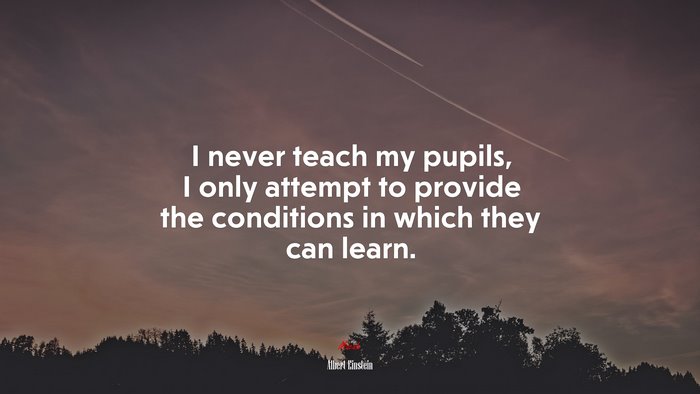 I never teach my pupils, I only attempt to provide the conditions in which they can learn. | Albert Einstein quote