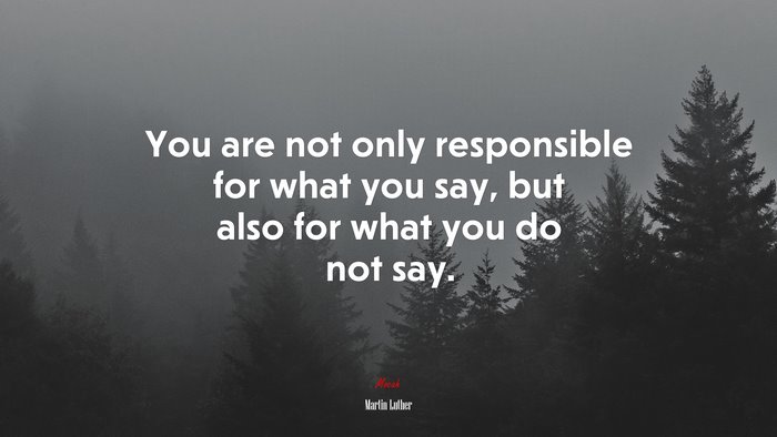 You are not only responsible for what you say, but also for what you do not say. | Martin Luther quote
