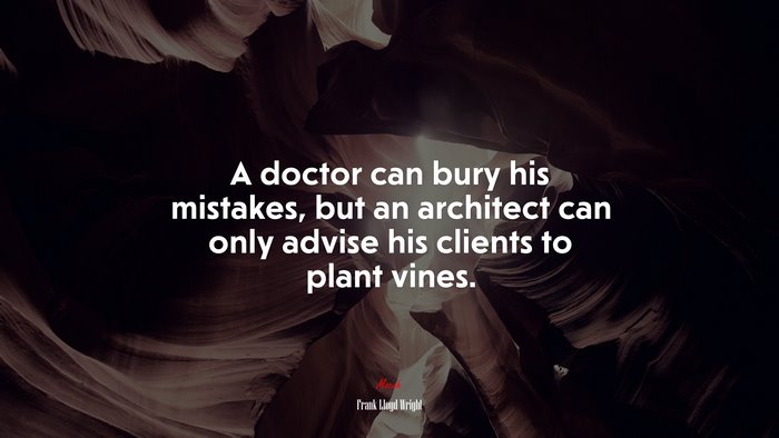 A doctor can bury his mistakes, but an architect can only advise his clients to plant vines. | Frank Lloyd Wright quote