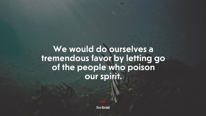 We would do ourselves a tremendous favor by letting go of the people who poison our spirit. | Steve Maraboli quote