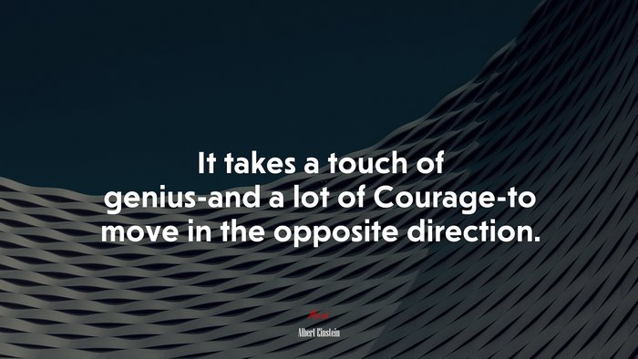 It takes a touch of genius-and a lot of Courage-to move in the opposite direction. | Albert Einstein quote