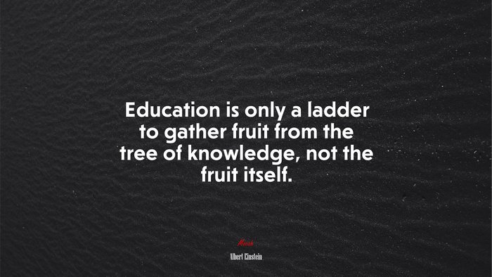 Education is only a ladder to gather fruit from the tree of knowledge, not the fruit itself. | Albert Einstein quote