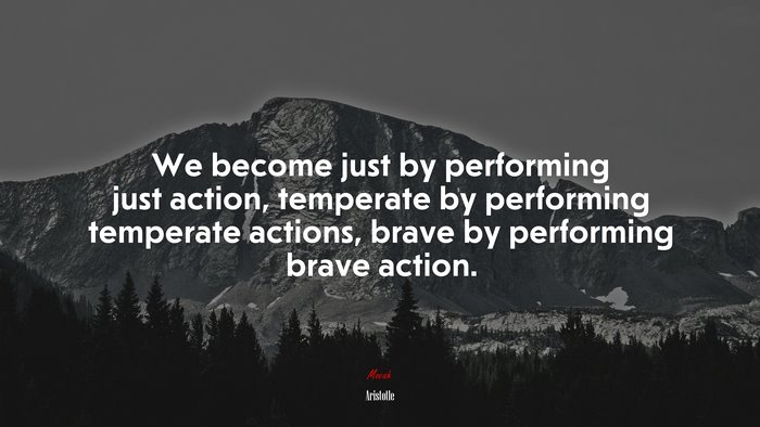 We become just by performing just action, temperate by performing temperate actions, brave by performing brave action. | Aristotle quote