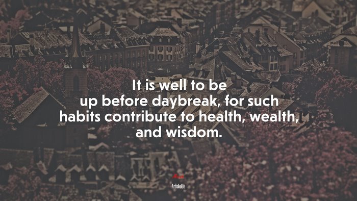 It is well to be up before daybreak, for such habits contribute to health, wealth, and wisdom. | Aristotle quote