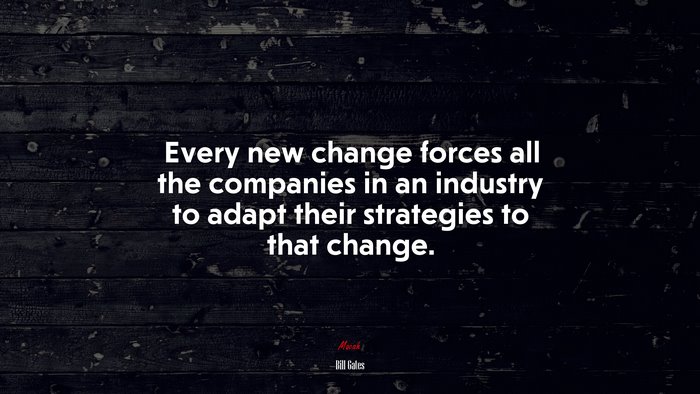 Every new change forces all the companies in an industry to adapt their strategies to that change. | Bill Gates quote