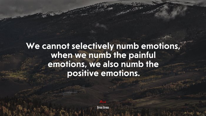 We cannot selectively numb emotions, when we numb the painful emotions, we also numb the positive emotions. | Brené Brown quote