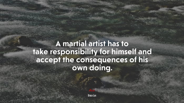A martial artist has to take responsibility for himself and accept the consequences of his own doing. | Bruce Lee quote