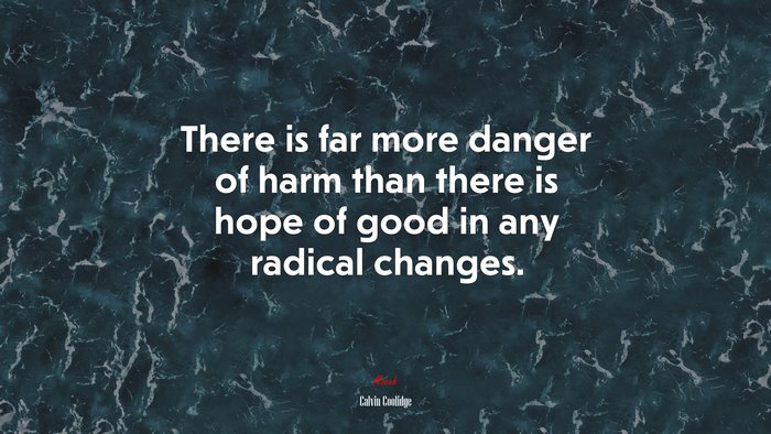 There is far more danger of harm than there is hope of good in any radical changes. | Calvin Coolidge quote
