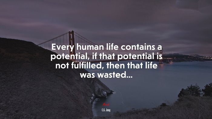Every human life contains a potential, if that potential is not fulfilled, then that life was wasted... | C.G. Jung quote