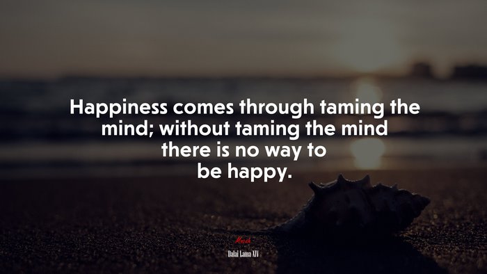 Happiness comes through taming the mind; without taming the mind there is no way to be happy. | Dalai Lama XIV quote