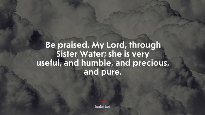 Be praised, My Lord, through Sister Water; she is very useful, and humble, and precious, and pure. | Francis of Assisi quote