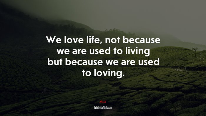 We love life, not because we are used to living but because we are used to loving. | Friedrich Nietzsche quote