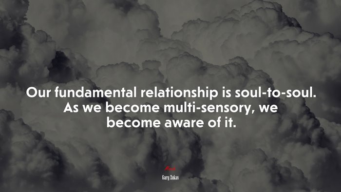 Our fundamental relationship is soul-to-soul. As we become multi-sensory, we become aware of it. | Gary Zukav quote