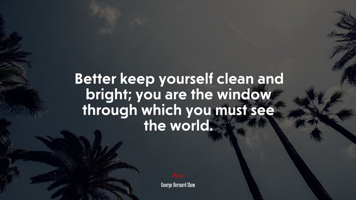 Better keep yourself clean and bright; you are the window through which you must see the world. | George Bernard Shaw quote