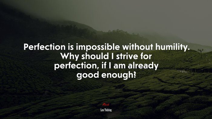 Perfection is impossible without humility. Why should I strive for perfection, if I am already good enough? | Leo Tolstoy quote