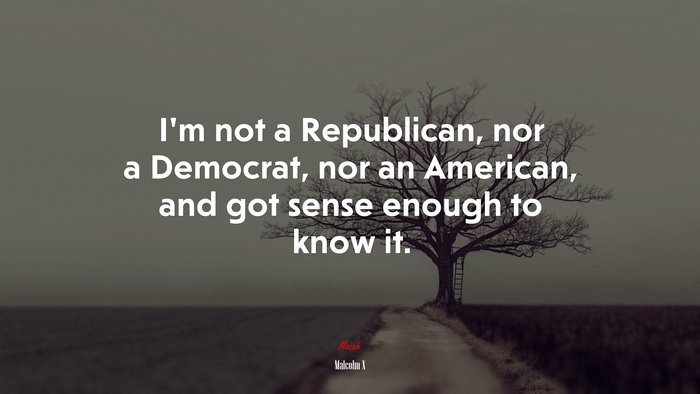 I’m not a Republican, nor a Democrat, nor an American, and got sense enough to know it. | Malcolm X quote
