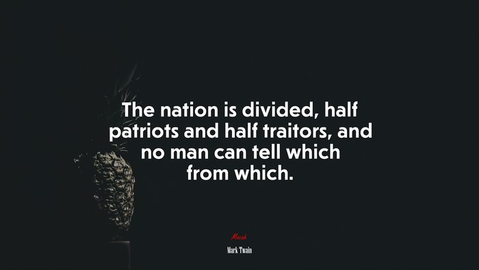 The nation is divided, half patriots and half traitors, and no man can tell which from which. | Mark Twain quote
