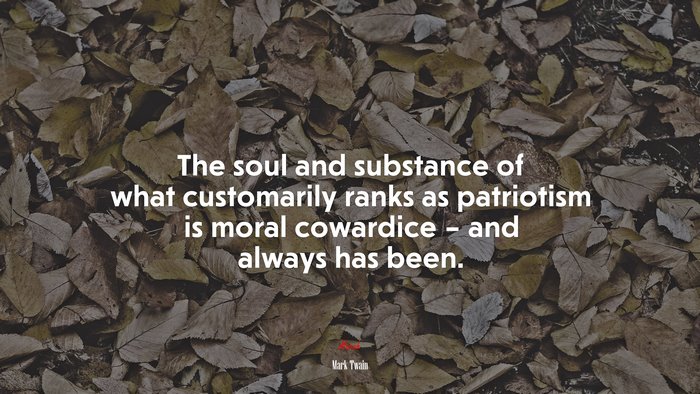 The soul and substance of what customarily ranks as patriotism is moral cowardice – and always has been. | Mark Twain quote