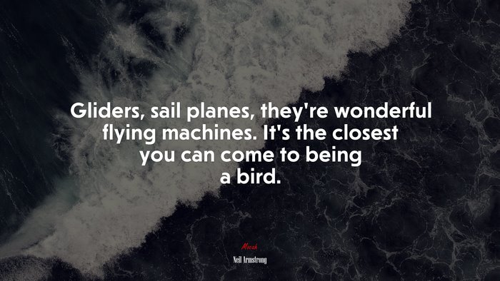 Gliders, sail planes, they’re wonderful flying machines. It’s the closest you can come to being a bird. | Neil Armstrong quote